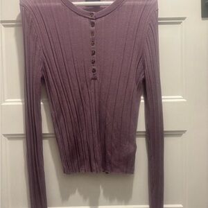 GAP Women's Mauve Ribbed Long Sleeve Top